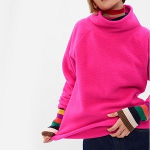 Gap Arctic Fleece Neon Pink Mock Neck Pullover S